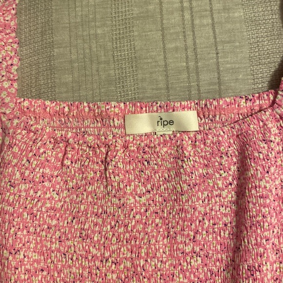 Ripe Maternity Selma Shirred/Smocked Pink Dress - Picture 4 of 6